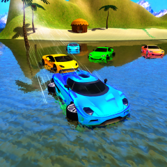 Water Super Car Floating Beach Drive Game